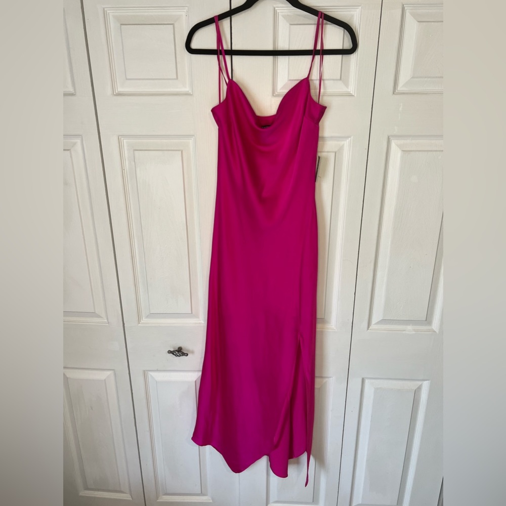 Express pink midi slip dress